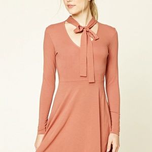 Tie neck skater dress